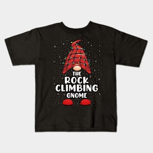 Rock Climbing Gnome Red Buffalo Plaid Christmas Pajama Matching Family Kids T-Shirt